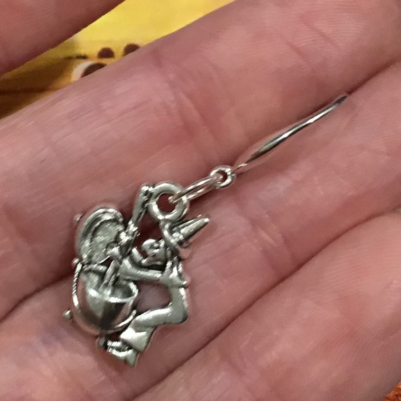 Witch and cauldron Halloween earrings 925 silver - Picture 5 of 6